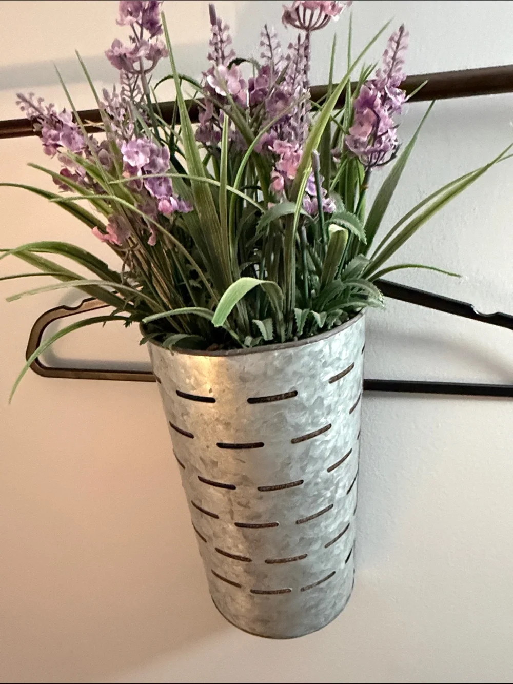 T.J.Maxx Purple Faux Lavender in Galvanized Holder
